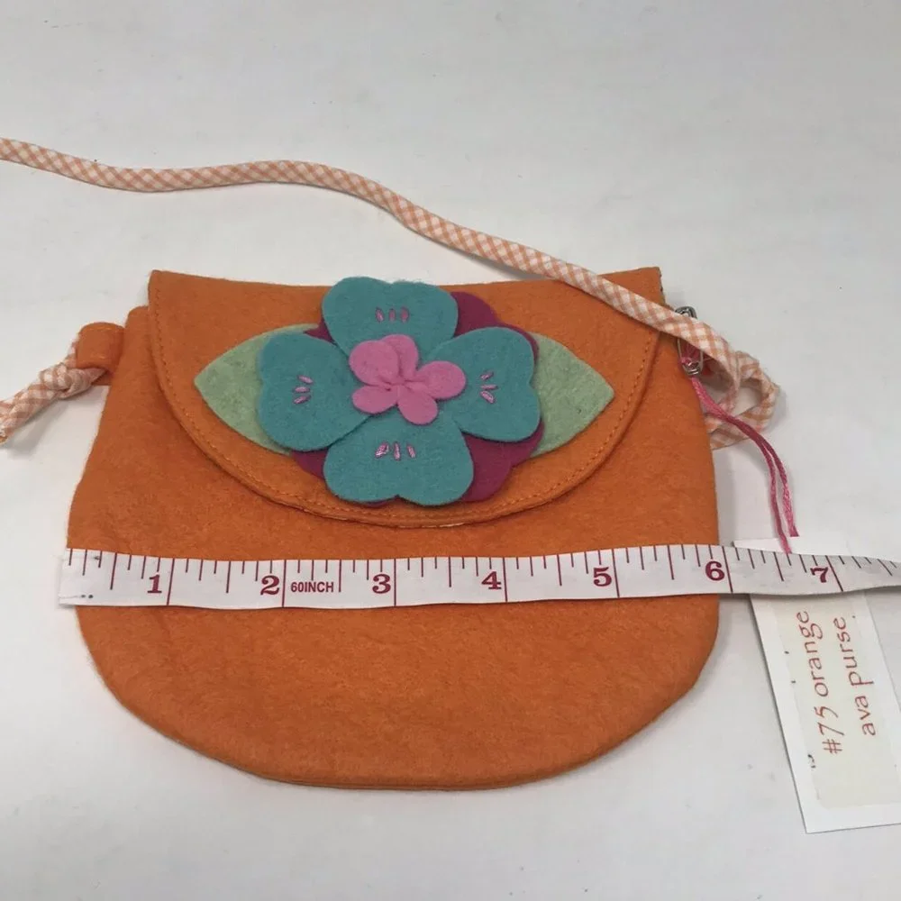 Everbloom Studio Girls Orange Felt Purse with Flowers NEW